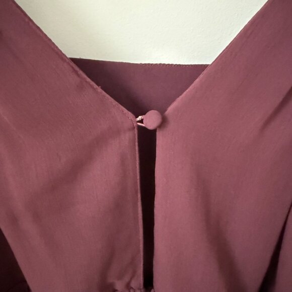 ASOS Plum Burgundy Chiffon Wrap-Front Midi Dress w/ Waist Tie (US 4) - Picture 4 of 6